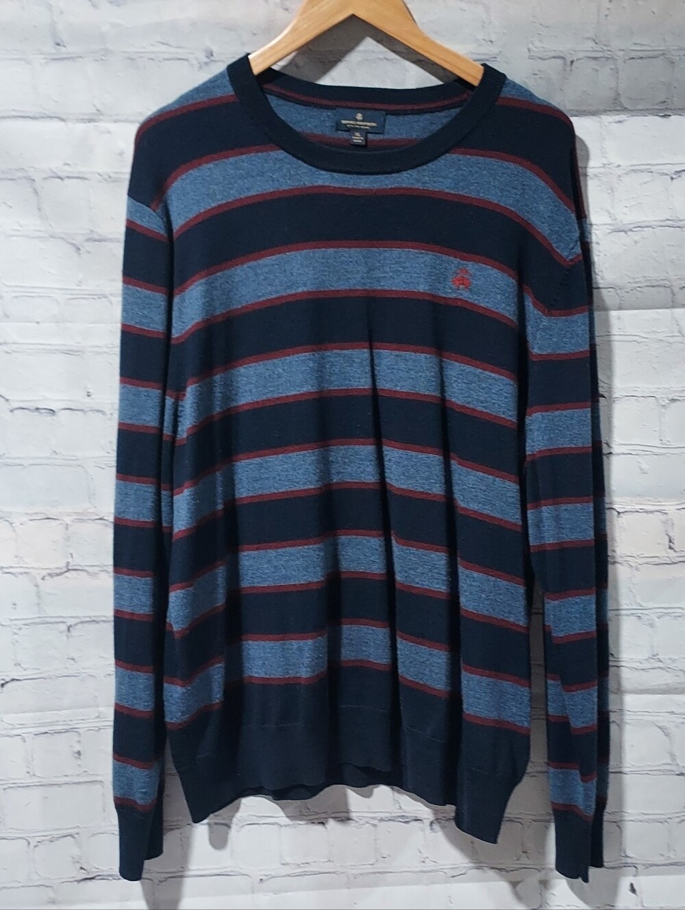 Brooks Brothers Sweater Mens XL Merino Wool Pullover V-Neck Striped Office Fair